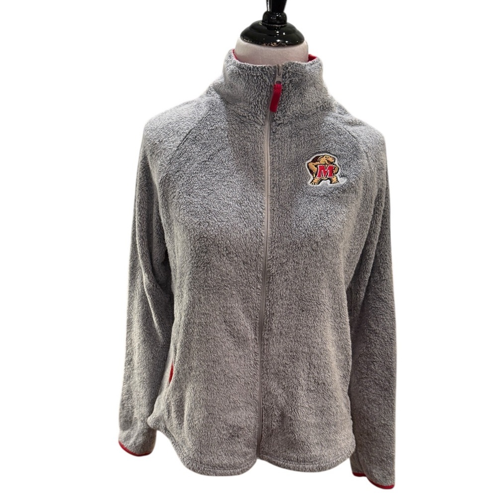 Univ. of Maryland Terrapins Women's Zip Up Gray Fleece w/Logo Colosseum Jacket